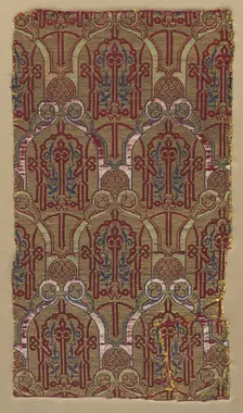 Lampas with palmette arches with Alhambra wall pattern, 1300s. Creator: Unknown