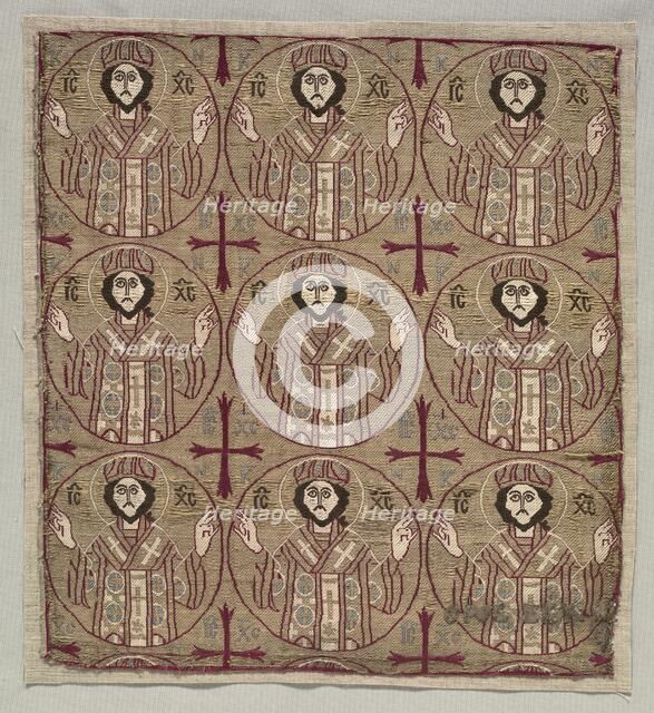 Lampas with roundels of the image of Christ in benedictory pose, 1550-1650. Creator: Unknown.