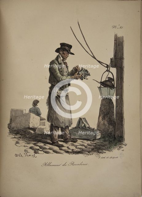 Lamplighter. From the Series "Cris de Paris" (The Cries of Paris), 1815. Creator: Vernet, Carle (1758-1836).