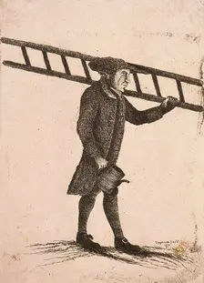 Lamplighter holding a ladder and an oil can, 1770. Artist: Edward Topham