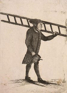 Lamplighter holding a ladder and an oil can, 1770. Artist: Edward Topham
