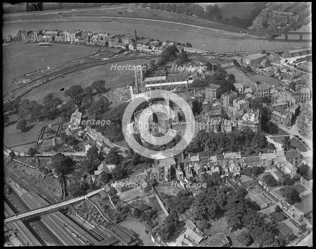 Lancaster Castle and the Priory and Parish Church of St Mary, Lancaster, Lancashire, c1930s. Creator: Arthur William Hobart.
