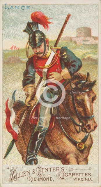 Lance, from the Arms of All Nations series (N3) for Allen & Ginter Cigarettes Brands, 1887. Creator: Allen & Ginter.