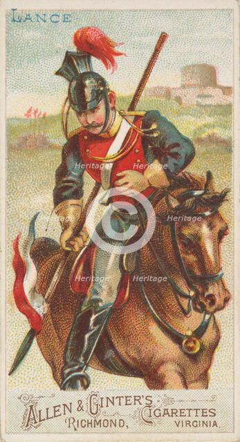 Lance, from the Arms of All Nations series (N3) for Allen & Ginter Cigarettes Brands, 1887. Creator: Allen & Ginter.