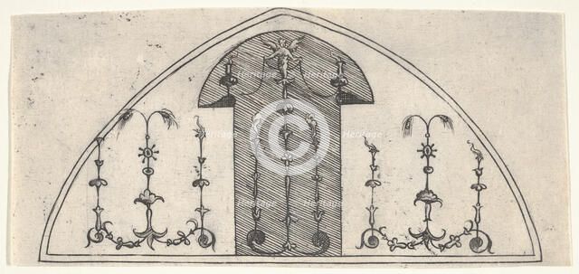 Lancet-shaped panel of grotesque decoration, 1541. Creator: Enea Vico.