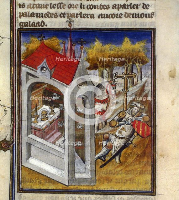 Lancelot at the Chapel of the Holy Grail. From Tristan de Léonois, Early 15th cen.. Creator: Anonymous.