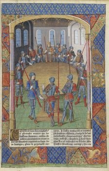 Lancelot du Lac. Le roi Arthur et les chevaliers de la Table ronde, 1494. Creator: Master of Jacques de Besançon (active 1480-1510)
