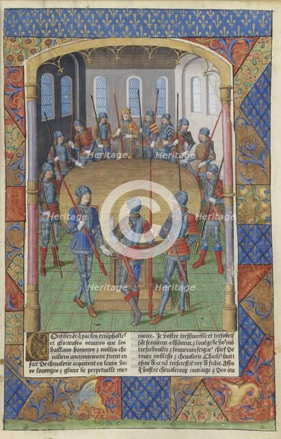 Lancelot du Lac. Le roi Arthur et les chevaliers de la Table ronde, 1494. Creator: Master of Jacques de Besançon (active 1480-1510).