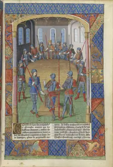 Lancelot du Lac. Le roi Arthur et les chevaliers de la Table ronde, 1494. Creator: Master of Jacques de Besançon (active 1480-1510)