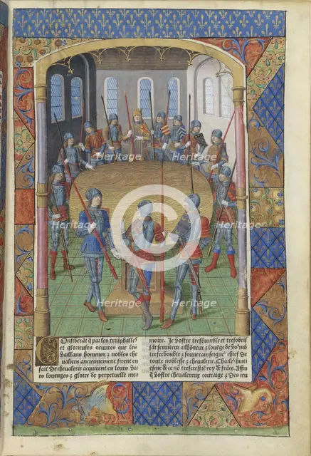 Lancelot du Lac. Le roi Arthur et les chevaliers de la Table ronde, 1494. Creator: Master of Jacques de Besançon (active 1480-1510).