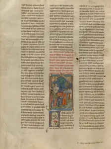 Lancelot Meeting Hector, Bohort, Blioberis, and Driant, about 1320-1340. Creator: Jeanne de Montbaston