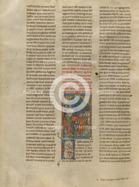 Lancelot Meeting Hector, Bohort, Blioberis, and Driant, about 1320-1340. Creator: Jeanne de Montbaston.