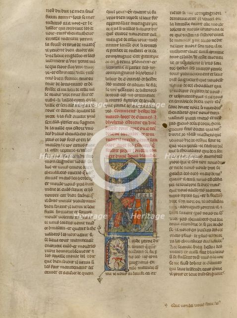 Lancelot Meeting Hector, Bohort, Blioberis, and Driant, about 1320-1340. Creator: Jeanne de Montbaston.