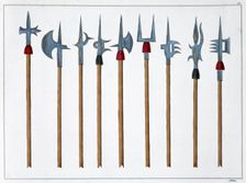 Lances, spears, halberds and partisanes, 1842. Creator: Friedrich Martin von Reibisch