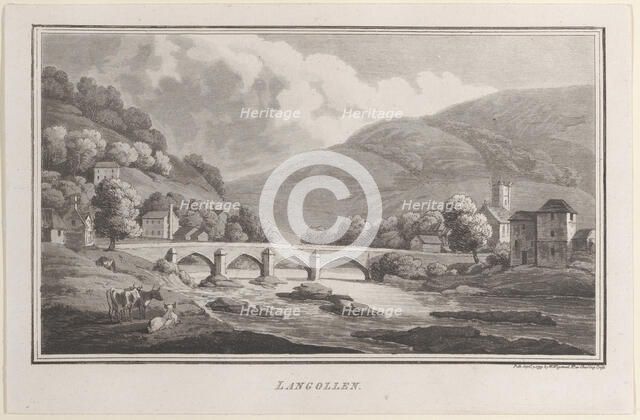 Langollen, from "Remarks on a Tour to North and South Wales, in the year 1797, September 1, 1799. Creator: John Hill.