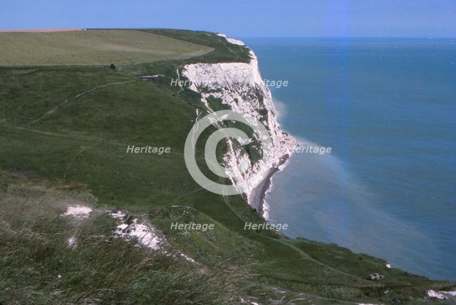 Langdon Bay and Cliffs, east of Dover Harbour, Dover, Kent, 20th century. Artist: CM Dixon.