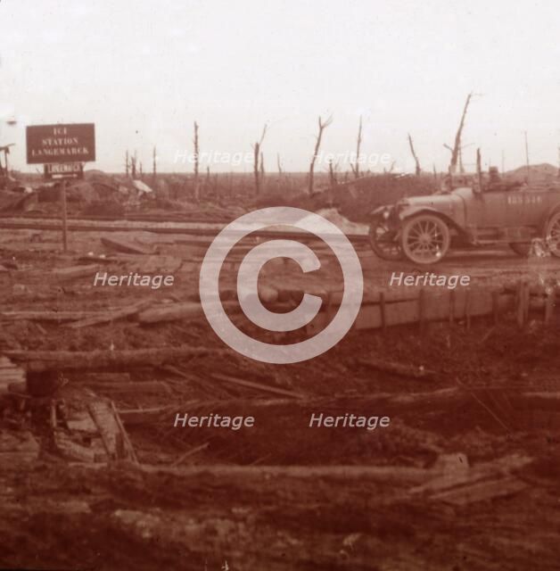 Langemarck station, Flanders, Belgium, c1914-c1918. Artist: Unknown.