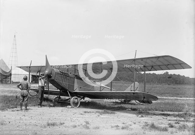Langley Field, Va. - Curtis Jn4D Plane, with Olmstead Propeller And Ackerman Wheels, 1917. Creator: Harris & Ewing.