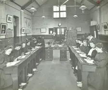 Language lesson on daffodils at Oak Lodge School for Deaf Girls, London, 1908