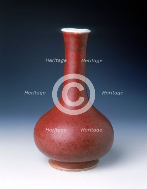 Langyao vase with 'crushed strawberry' glaze, Kangxi period, Qing dynasty, China, 1662-1722. Creator: Unknown.
