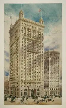 Land Title and Trust Building with Addition, Philadelphia, Pennsylvania, Perspective Rendering, 1900 Creator: Daniel Burnham