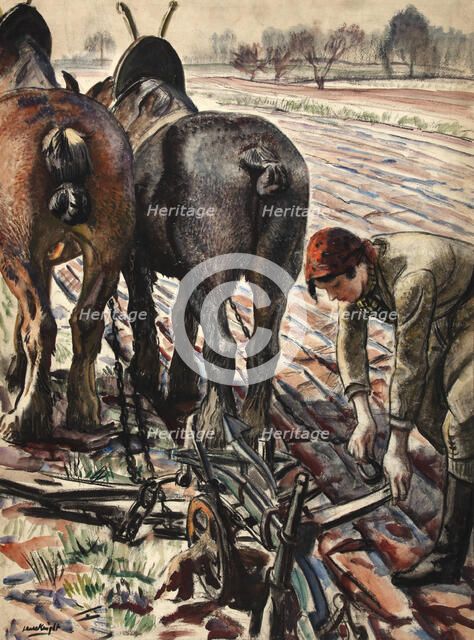 Land Army Girl, World War II poster, 1939.  Creator: Dame Laura Knight.