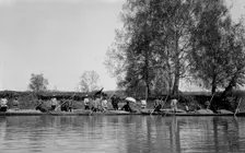 Land-Management Expedition Boats by the Shore of the Tom River Between Kuznetsk and the..., 1913. Creator: GI Ivanov