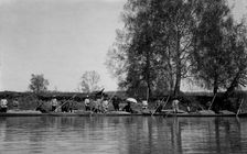 Land-Management Expedition Boats by the Shore of the Tom River Between Kuznetsk and the..., 1913. Creator: GI Ivanov