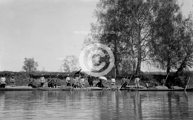 Land-Management Expedition Boats by the Shore of the Tom' River Between Kuznetsk and the..., 1913. Creator: GI Ivanov.
