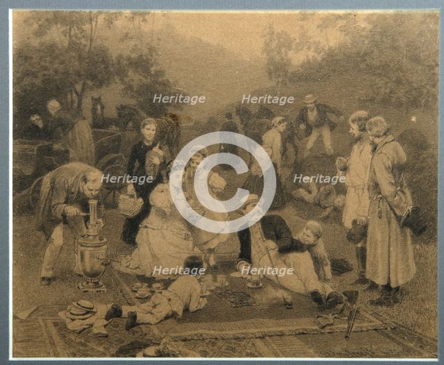 Landowner Tea Party. Artist: Dmitriev-Orenburgsky, Nikolai Dmitrievich (1837-1898)