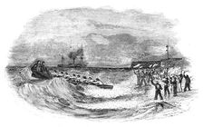 Landing the Abstract Express, at low water, 1844. Creator: Unknown