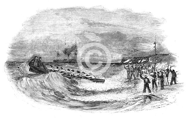 Landing the Abstract Express, at low water, 1844. Creator: Unknown.