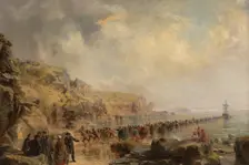 Landing the Shore End of the Atlantic Cable, 1866. Creator: Robert Charles Dudley