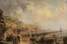 Landing the Shore End of the Atlantic Cable, 1866. Creator: Robert Charles Dudley