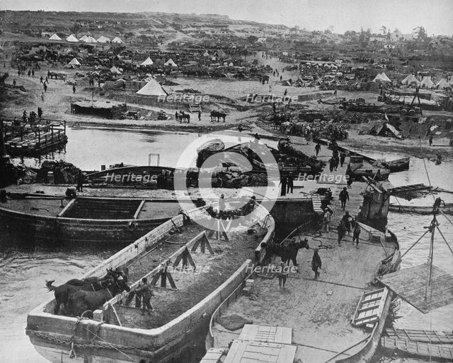 'Landing beach at Sedd el Bahr, as British troops arrived on the Peninsula', 1915. Artist: Unknown.