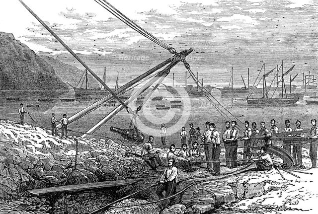 Landing guns at Munden's Cove, 1874.  Creator: Unknown.