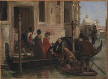 Landing in Venice. In the Distance S. Maria delle Salute, 1852-1855. Creator: Wilhelm Marstrand