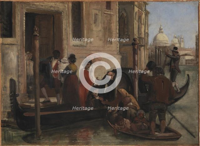 Landing in Venice. In the Distance S. Maria delle Salute, 1852-1855. Creator: Wilhelm Marstrand.