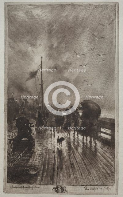 Landing in England, 1879. Creator: Félix Hilaire Buhot (French, 1847-1898).