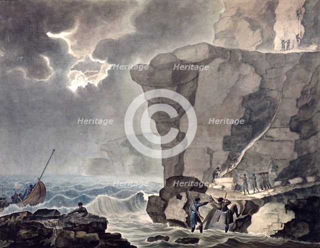 Landing of the Conspirators in the Cadoudal Affair at the Cliff of Biville...', 1771-1847. Artist: Armand Jules Marie Heraclius de Polignac