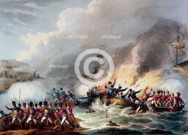 'Landing of the British Troops in Egypt, March 1801', 1815. Creator: Thomas Sutherland.