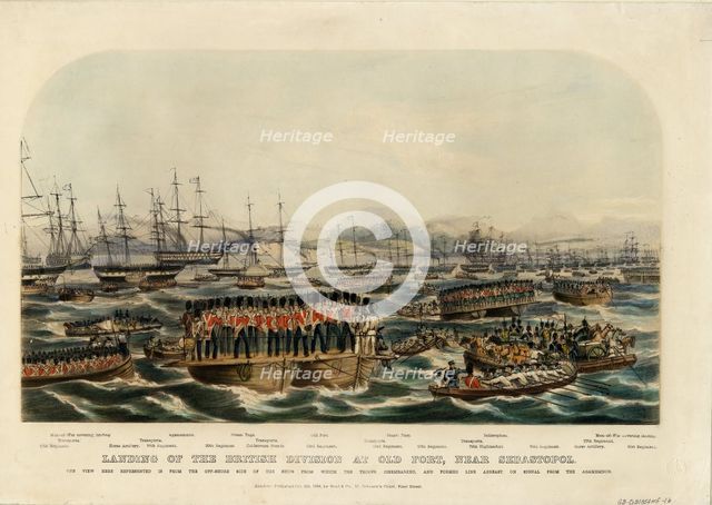 Landing of the British Division at Old Fort, near Sevastopol, 1854. Artist: Anonymous  