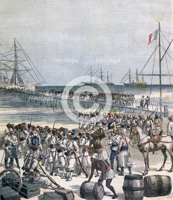 Landing of the Senegalese Troops at the New Wharf in Cotonou, Benin, 1892. Artist: Henri Meyer