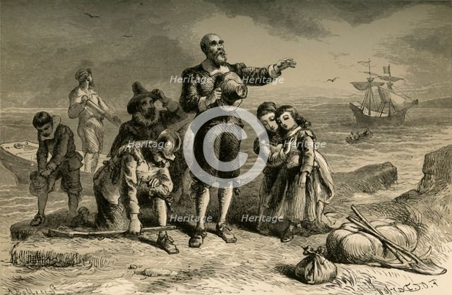 'Landing of the Pilgrims', (1877). Creator: Albert Bobbett.