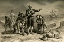 Landing of the Pilgrims (1877). Creator: Albert Bobbett