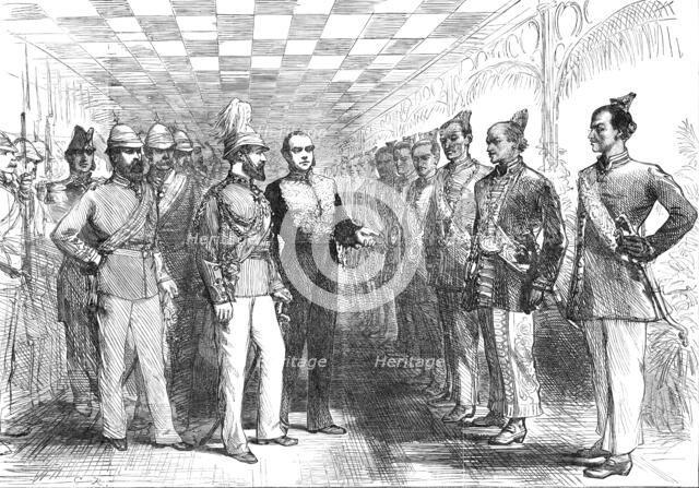 Landing of the Prince of Wales at Colombo: the Governor introducing Cinghalese..., 1876. Creator: Unknown.