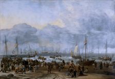 Landing of William of Orange at Scheveningen 17th century. Artist: Ludolf Backhuysen I