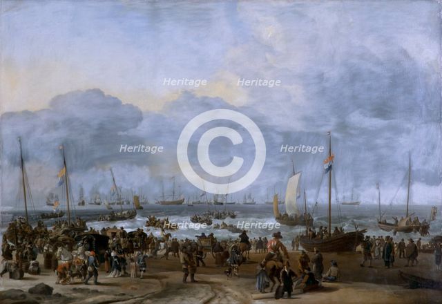 'Landing of William of Orange at Scheveningen', 17th century. Artist: Ludolf Backhuysen I.