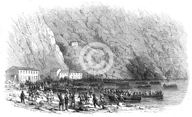 Landing of a portion of the national army at the Marina di Palmi, Calabria..., 1860. Creator: Unknown.