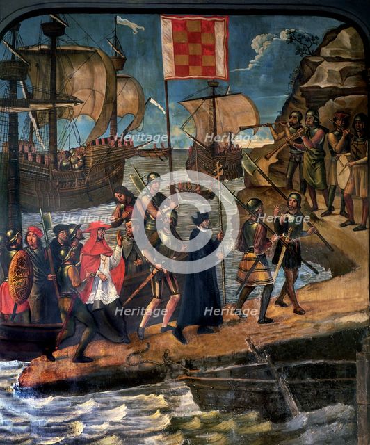 Landing of Cardinal Cisneros in Oran, 1514, fresco in the Mozarabic chapel of the Cathedral.
